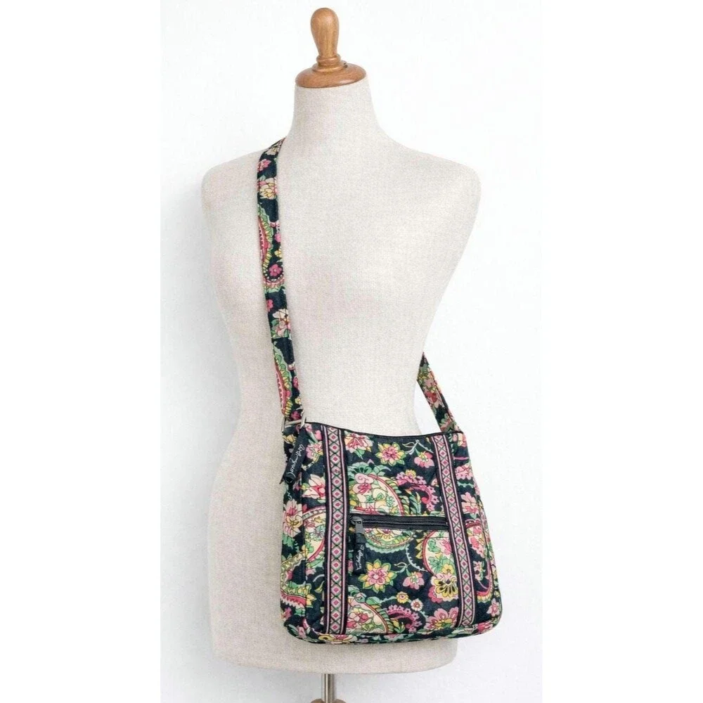 Vera Bradley Nomadic Floral Quilted Crossbody Bag: Navy Pink Green Paisley Purse
